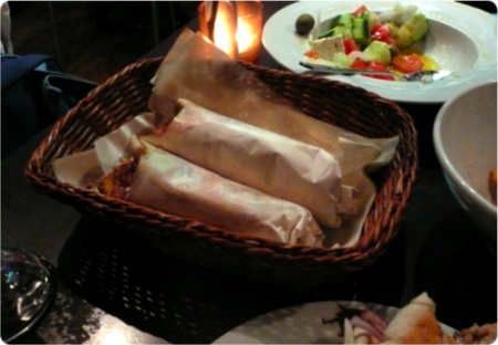 The traditional Greek souvlaki, called "First class" at the restaurant